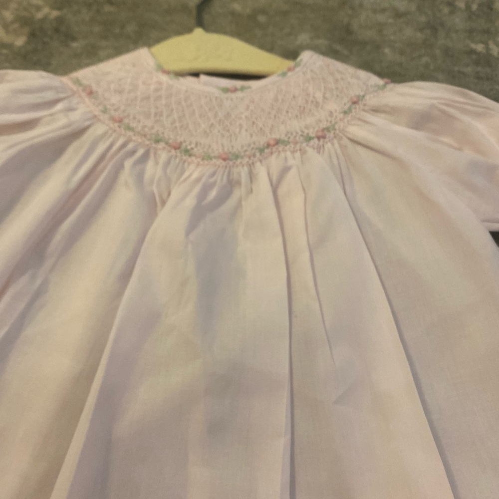 NWOT White Smocked Dress with Pink Accents - Picture 4 of 6